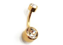 Banana Titanium PVD Gold Internal Sterile Ball 5 / 8 mm Double Strass | Itc