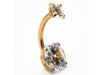 Banana Titanium PVD Gold Internal Sterile Ball 5 / 8 mm Double Strass Scratched |