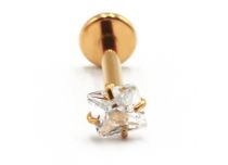 Labret Titanium PVD Gold Internal Thread Sterile Scratched Pattern Square | Itc