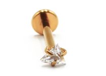 Labret Titanium PVD Gold Internal Thread Sterile Triangle Scratched Pattern | Itc