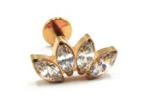 Labret Titanium PVD Gold Internal Sterile marquee pattern 4 Strass | Itc