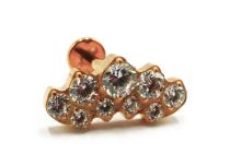 Labret Titanium PVD Gold Internal Sterile Strass Flame pattern | Itc