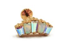 Labret Titanium PVD Gold Internal Sterile Blue Iridescent Strass Crown Pattern | Itc