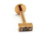 Labret Titanium PVD Gold Internal Sterile Pattern Bar 3 Strass | Itc