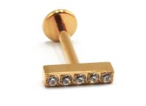 Labret Titanium PVD Gold Internal Sterile Pattern Bar 5 Strass | Itc