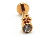 Labret Titanium PVD Gold Internal Sterile Pattern 3 Ball Strass White | Itc