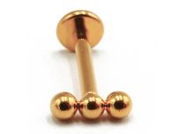 Labret Titanium PVD Gold Internal Sterile Pattern 3 Straight Balls | Itc