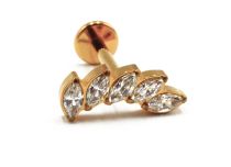 Labret Titanium PVD Gold Internal Sterile Marquise 5 Strass White | Itc