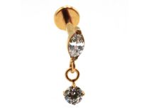 Labret Titanium PVD Gold Internal Sterile Round White Strass Pendant | Itc