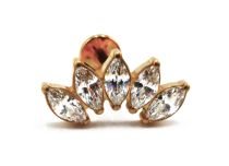 Labret Titanium PVD Gold Internal Sterile Straight Marquise Pattern 5 Strass White | Itc