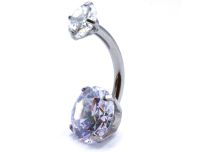Navel Banana Titanium Internal Sterile Ball 5 / 8 mm Double Strass Set Gri