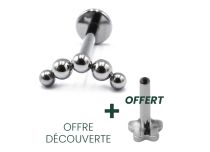 Labret Titane Interne Stérile motif 5 Billes Courbés | Itc
