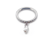 Titanium Strass Hinge Ring with White Strass Pendant | Itc