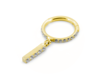Titanium PVD Gold Strass Hinge Ring with Pendant Bar 5 Strass