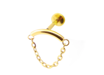 Titanium PVD Gold Internal Sterile Labret with Curved Bar and Chain | Itc