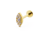 Labret Titanium PVD Gold Internal Sterile Oval Strass Pattern | Itc
