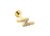 Labret Titanium PVD Gold Internal Sterile Strass Zipper Pattern | Itc