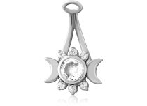Steel Pendant for Navel Banana with Crescent Moon and Sun Strass Bl