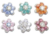 Titanium Disc Internal Screw Colored Strass Flower Design | Itc