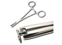Stainless steel dermal forceps, length 13 cm