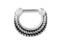 Anneau Acier Charnière Septum motif Trese | Itc