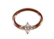 Steel Ring Rose Pink Hinge Septum Strass White | Itc