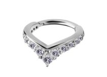 Steel Ring Silver Hinge Strass Set White | Itc