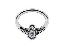 Steel Ring Striped Septum Hinge with Strass | Itc