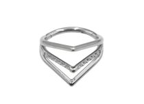 Titanium ring hinge pattern 3 triangles with white rhinestones | Itc