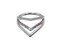 Titanium ring hinge pattern 3 triangles with multicolor rhinestones | Itc