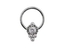 Titanium hinge ring white rhinestone ornamental pattern | Itc