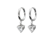 Pair of white rhinestone silver earrings