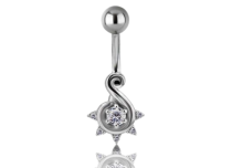 Steel banana with Arabesque rhinestone sunburst pattern | Itc