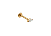 Labret Titanium PVD Gold Internal Sterile Oval Strass Opal Synthetic White