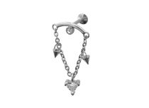 Labret steel pendant triangle white rhinestones