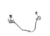 Barbell Acier Spécial Tragus Croissant de Lune avec Chaine | Itc
