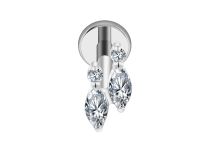 labret titane double ovale strass blanc