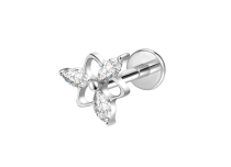 Labret titane ASTM F136 interne motif floral strass blanc ITC Piercing