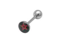 Barbell Acier Disque 8 mm motif étoile Satanique Rouge | Itc
