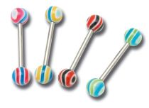 Barbell Steel 1.6 x 16 mm Balls 6 mm Acrylic Waves Colored |Itc