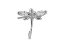 Stud Nose Steel pattern Dragonfly White Crystal | Itc