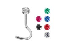 0.8 mm Steel Nose Stud with Colored Scratched Crystal | Itc