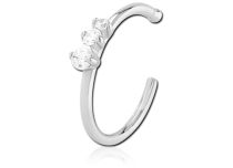 Faux Nose Jewelry Open Steel Ring 3 Strass | Itc