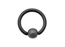 Titanium Ring Black Hematite Ball 4 mm | Itc