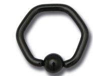 Steel Ring Black Hexagon Ball 4 mm | Itc