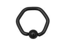 Steel Ring Black Hexagon Ball 4 mm | Itc