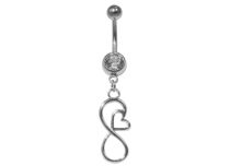 Banana Steel Fancy White Crystal Infinity motif with inlaid Heart | Itc