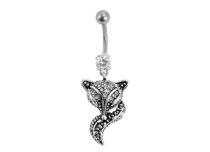 Fancy steel banana with fox motif and white crystal | Itc