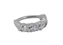 Steel Banana with Triple White Crystal Hinge | Itc