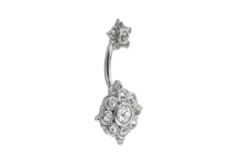 Steel banana 1.6x10 white crystal teardrop motif